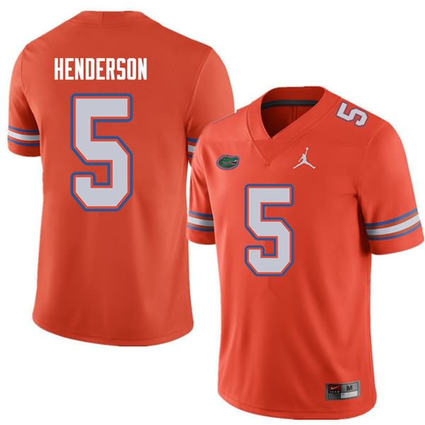 Men's NCAA Florida Gators CJ Henderson #5 Stitched Authentic Jordan Brand Orange College Football Jersey IHX6365TH